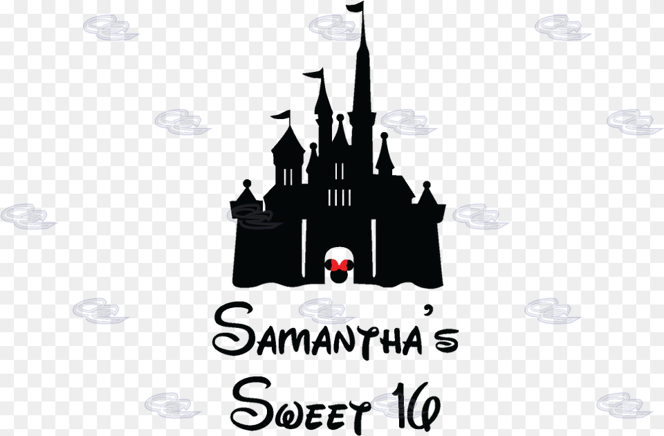 Disney Castle Silhouettes Black And White Disney Castle With Tinkerbell, Blackboard Png Image