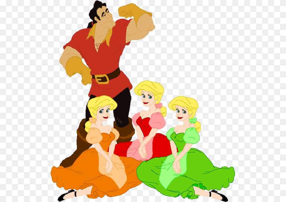 Disney Clipart For Girls Gaston And Silly Girls, Baby, Person, Publication, Book Png Image