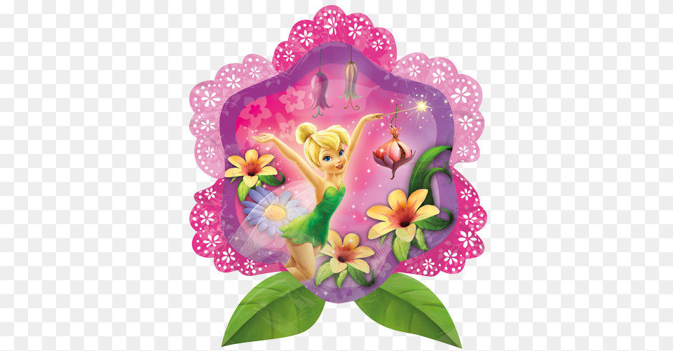 Disney Fairies Tinkerbell Flower Foil Balloon Tinker Bell In Flower, Adult, Female, Person, Woman Free Png