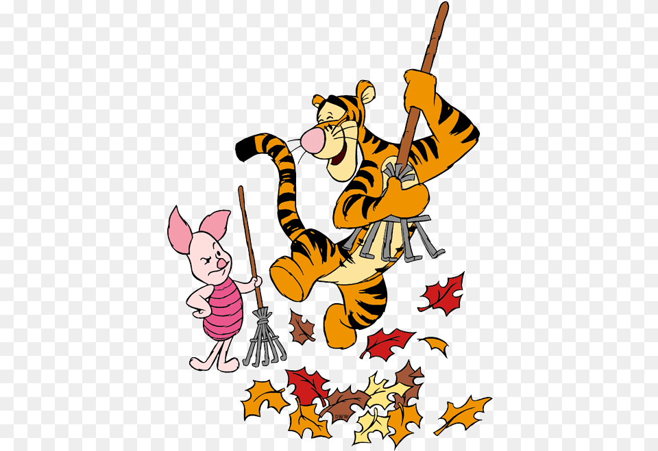 Disney Fall Raking Leaves Clip Art, Cartoon, Person Free Png