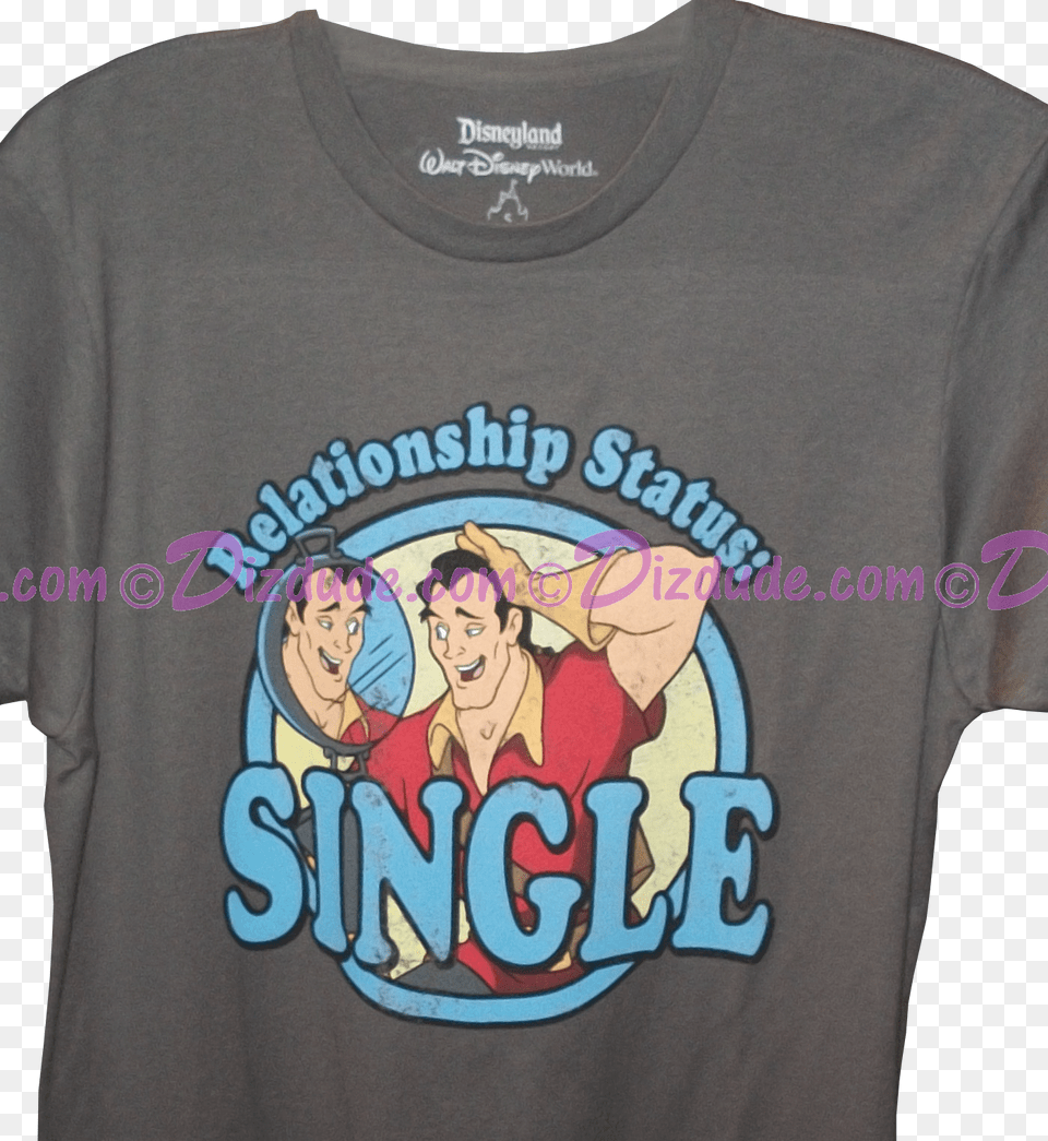 Disney Fantasyland Gaston39s Relationship Status Single Active Shirt, Clothing, T-shirt, Baby, Person Free Png Download