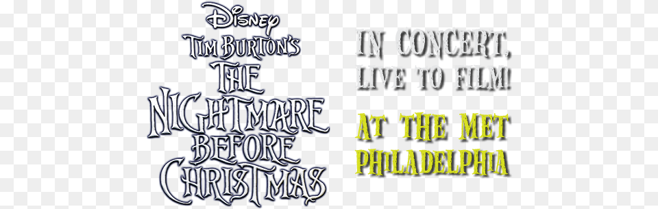 Disney In Concert Tim Burtonu0027s The Nightmare Before Tim Nightmare Before Christmas Logo, Calligraphy, Handwriting, Text, Book Free Png Download