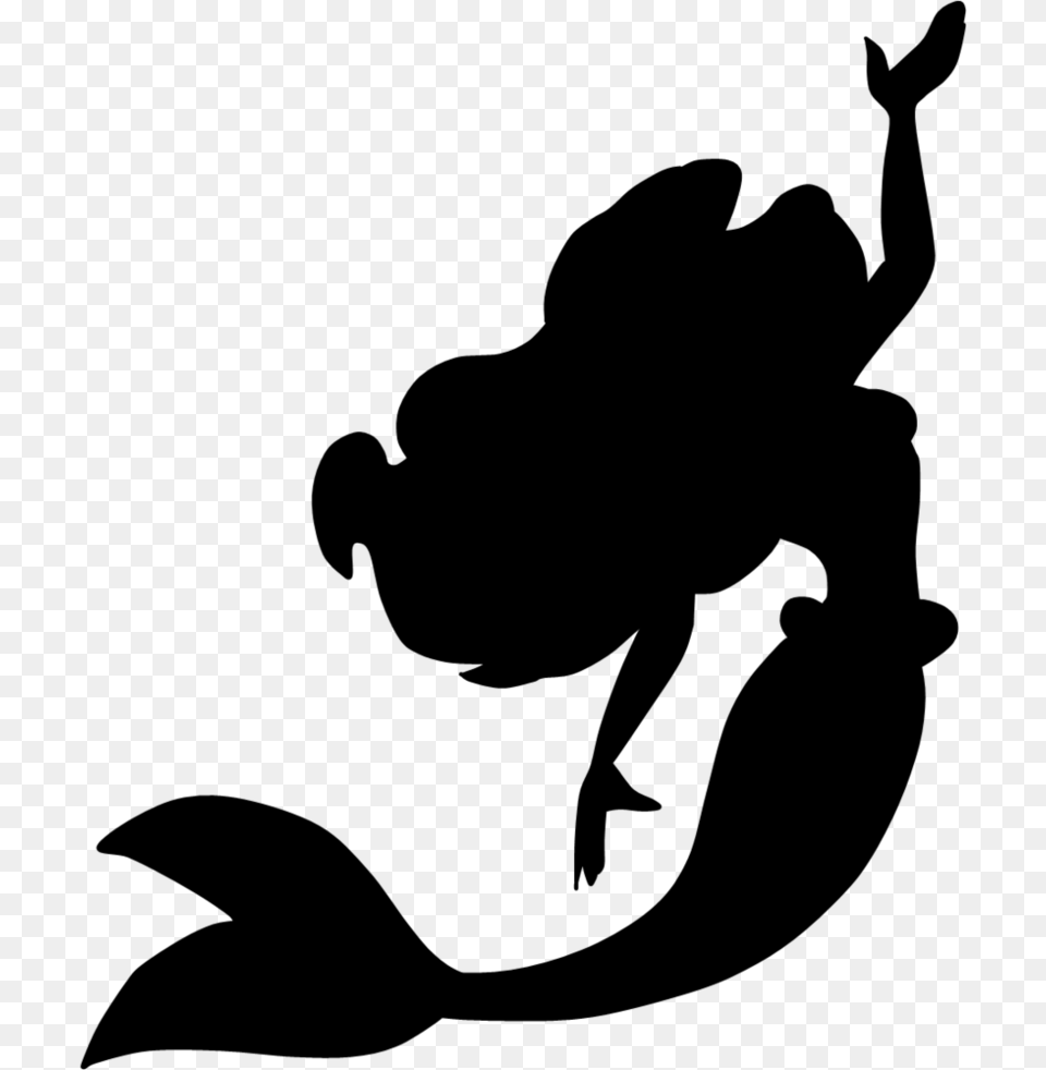 Disney Little Mermaid Silhouette, Gray Free Png Download