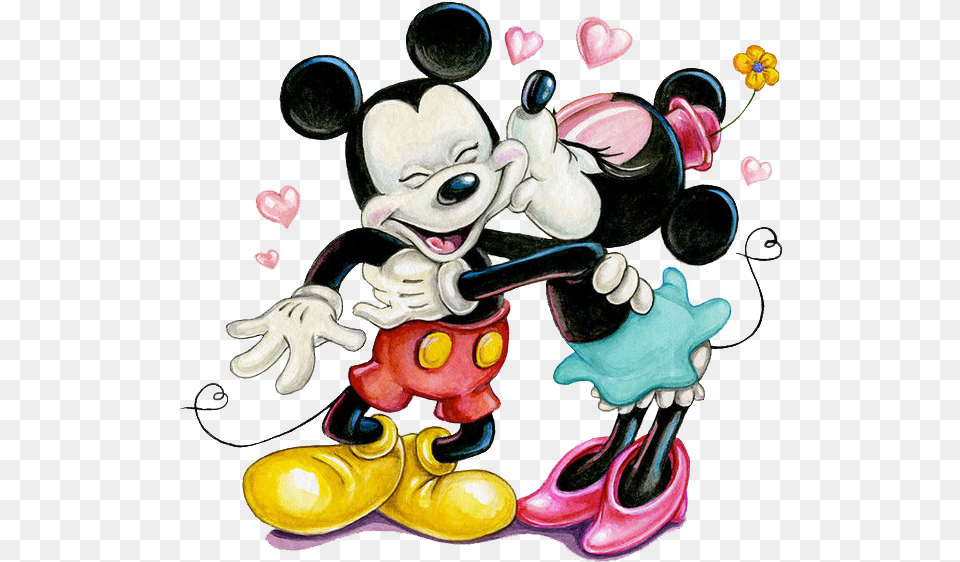 Disney Mickey Mouse And Minnie Mouse Kiss Disney Mickey And Minnie, Art, Painting, Baby, Person Png