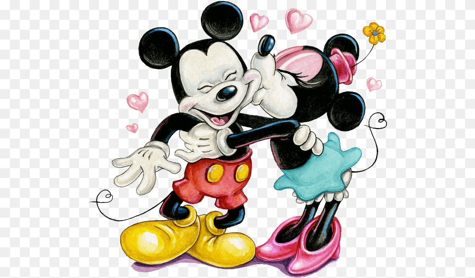 Disney Mickey Mouse And Minnie Mouse Kiss Mickey Minnie Love Cartoon, Art, Painting, Baby, Person Free Png