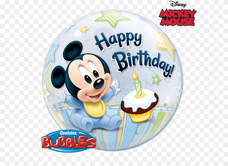 Disney Mickey Mouse Birthday Bubble Balloon, Birthday Cake, Cake, Cream, Dessert Free Transparent Png