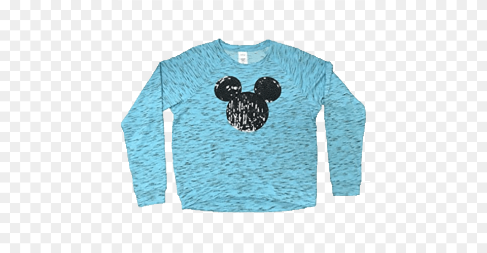 Disney Mickey Mouse Ear Sequin Silhouette Lightweight Long Sleeved T Shirt, Clothing, Long Sleeve, Sleeve, Knitwear Png Image