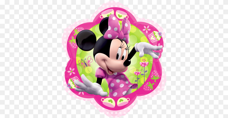 Disney Minnie Mouse Pink Flower Minnie Mouse Foil Balloon, Birthday Cake, Cake, Cream, Dessert Free Transparent Png