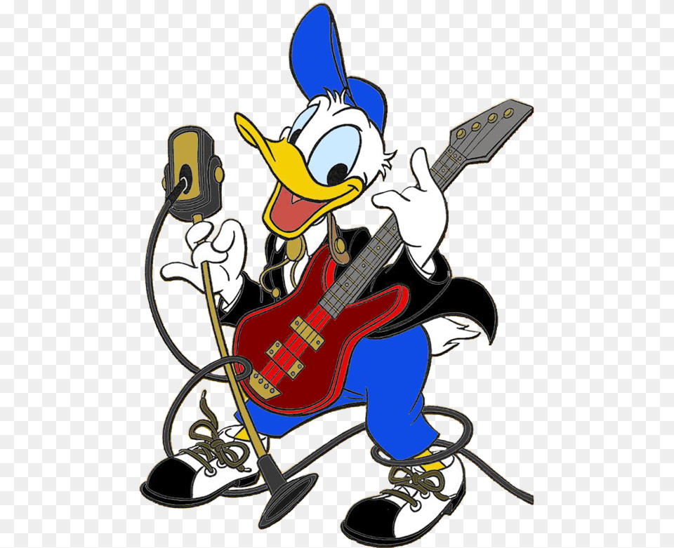 Disney Music Clipart Donald Duck With Guitar, Bass Guitar, Musical Instrument, Person Free Png Download