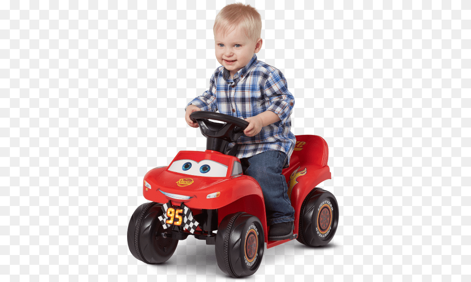 Disney Pixaru0027s Cars 3 Mcqueen Toddler Ride Lightning Mcqueen Ride On Car, Plant, Grass, Boy, Person Free Png
