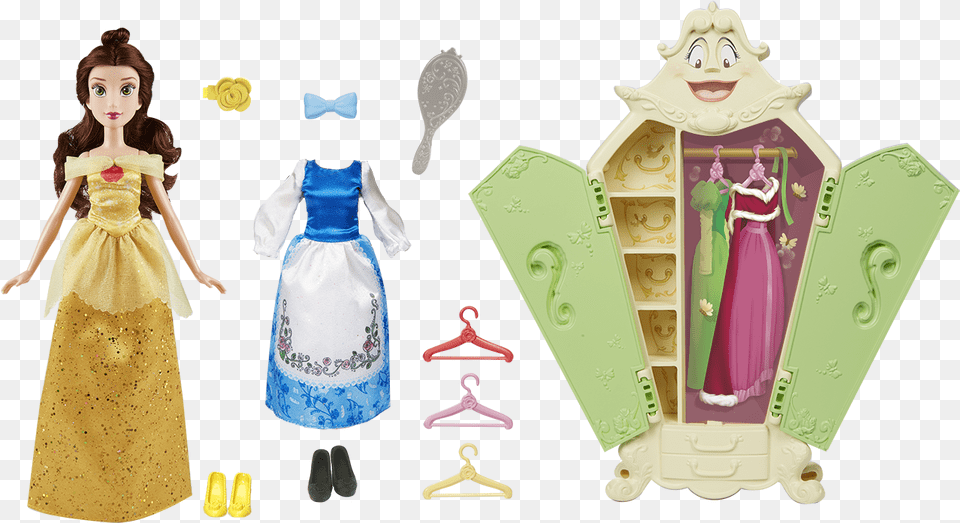 Disney Princess Belles Wardrobe Set Disney Princess Belle Doll Hasbro, Toy, Face, Head, Person Free Png