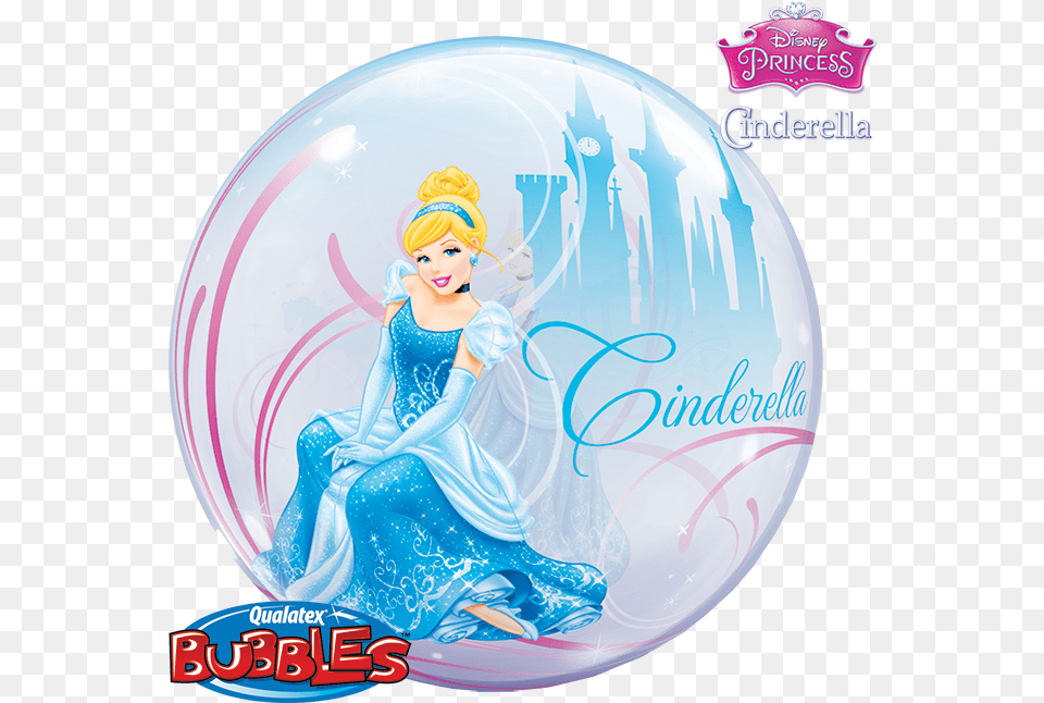 Disney Princess Bubble Balloon Cinderella Bubbles Balloons Disney Qualatex, Adult, Female, Person, Woman Free Png Download