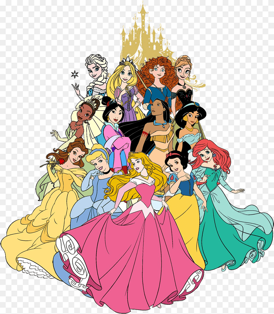 Disney Princess Castle Clipart Disney Princess With Anna And Elsa, Publication, Book, Comics, Person Png