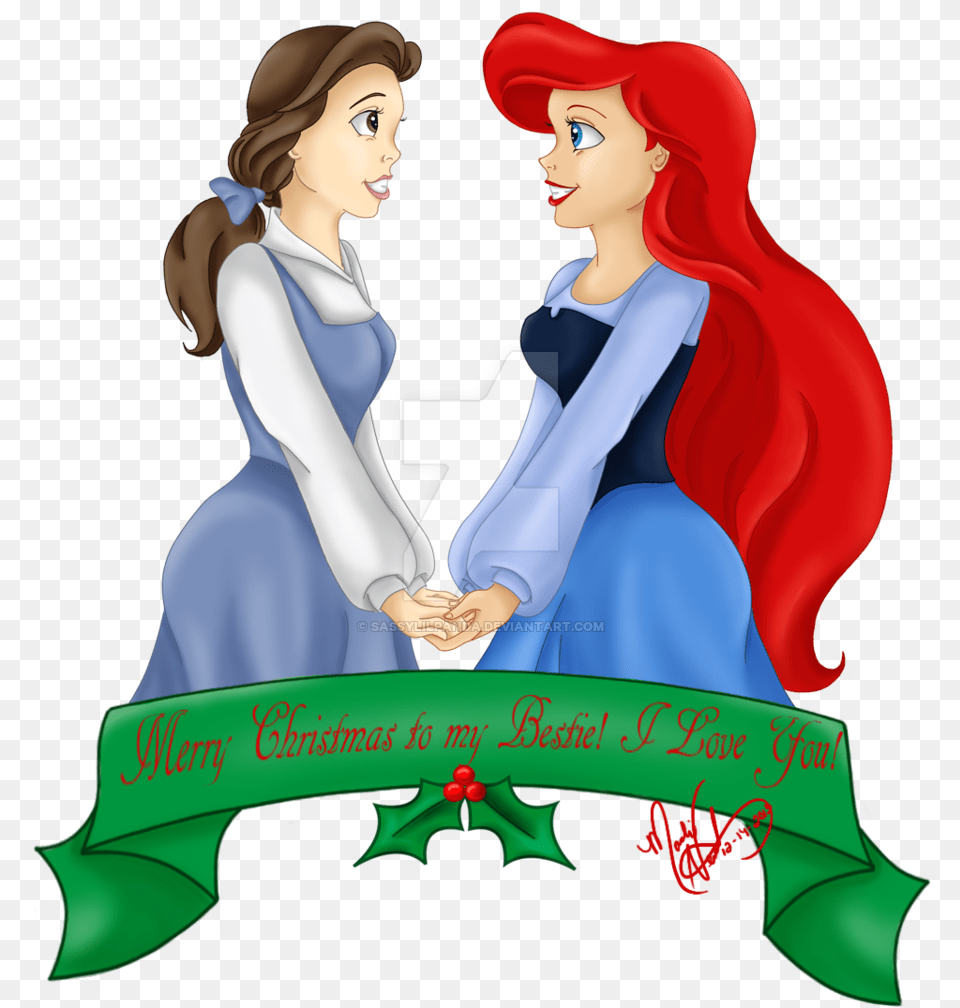 Disney Princess Christmas Clipart Black And White Beauty And The Beast Ariel, Adult, Publication, Person, Female Free Png