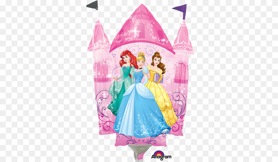 Disney Princess Dream Big Castle Mini Shape Balloon Disney Princess Castle Airfilled Balloon 9quot Foil, Clothing, Dress, Formal Wear, Hat Png