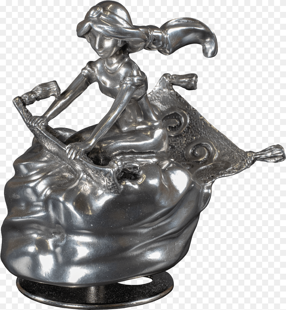 Disney Princess Jasmine 4u201d Pewter Music Carousel By Royal Bronze Sculpture, Figurine, Silver, Person, Art Png