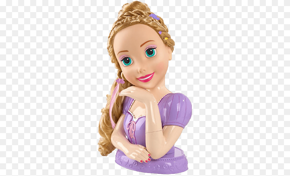 Disney Princess Rapunzel Deluxe Styling Head Disney Princess Deluxe Rapunzel Styling Head, Doll, Toy, Figurine, Person Png