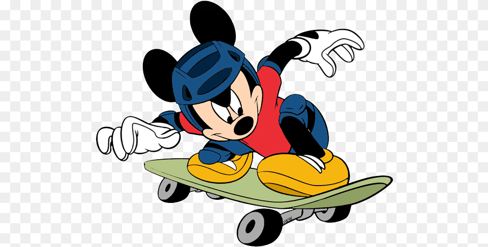 Disney Skateboarding Clip Art Disney Clip Art Galore Mickey Mouse Skateboard, Cartoon, Tool, Plant, Lawn Mower Free Transparent Png