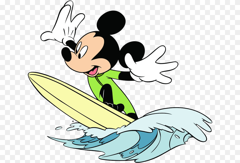 Disney Surfboard Clipart Mickey Mouse Beach Party, Water, Sea, Outdoors, Nature Free Png Download