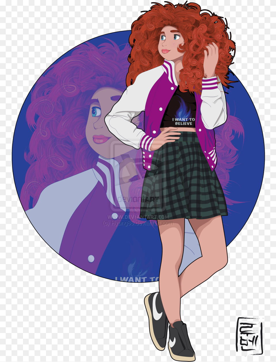 Disney University Merida By Hyung86 D79je8l Disney Characters As College Students, Skirt, Clothing, Adult, Person Png