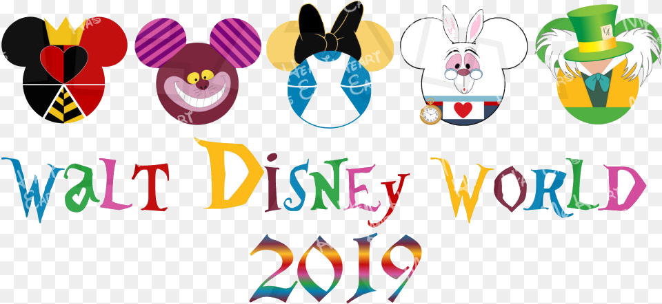 Disney World Walt Alice In Wonderland Mickey Heads Alice In Wonderland Mickey Head, Art, People, Person Png Image
