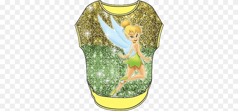 Disney Youth Girls Glitter Sublimated Top Tinkerbell Cartoon, Clothing, T-shirt, Person Free Transparent Png