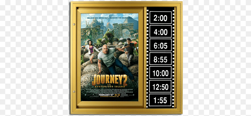 Display All Movie Times On This Filmstrip Lumina Series Journey 2 The Mysterious Island, Adult, Advertisement, Poster, Person Free Png Download