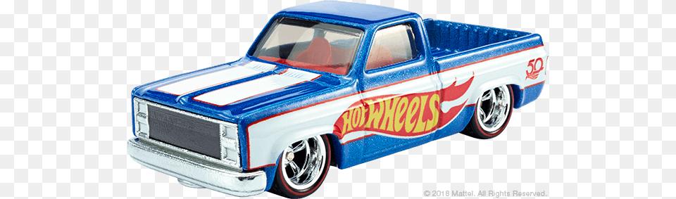 Display Case With Exclusive 83 Chevy Silverado Hot Wheels Display Case 50th Anniversary, Pickup Truck, Transportation, Truck, Vehicle Png