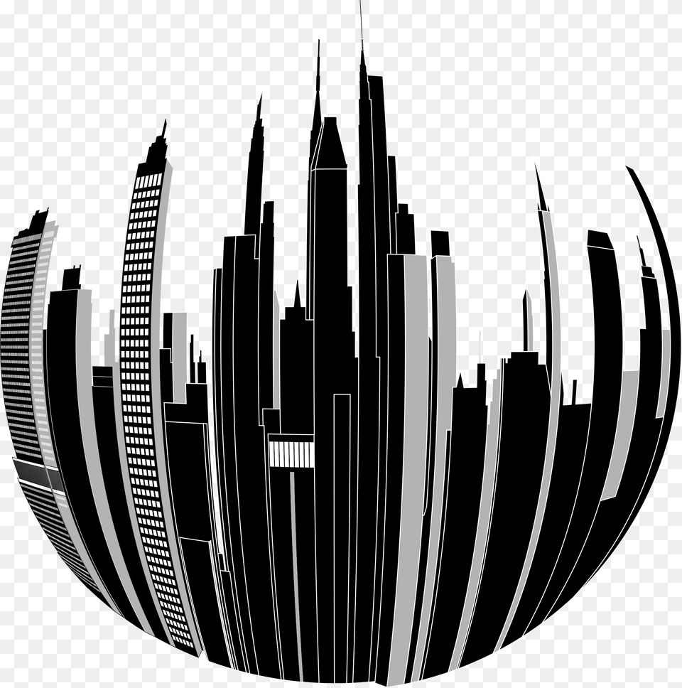 Distorted City Skyline Icons, Photography, Sphere, Urban, Art Free Png