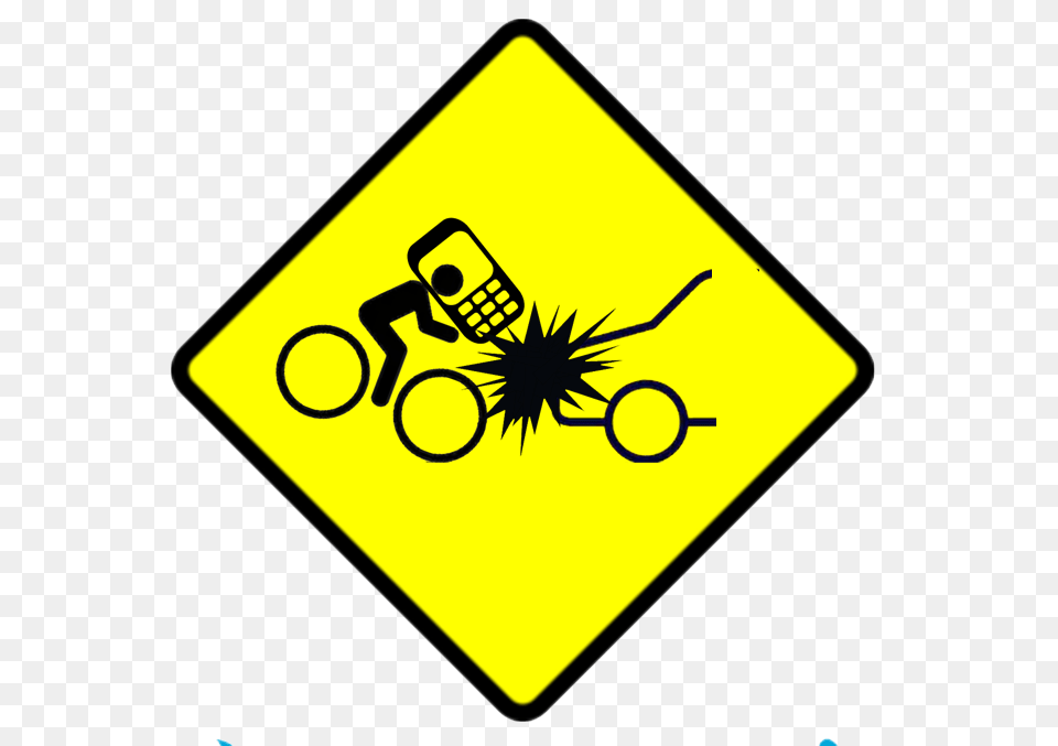 Distracted Bicyclist On Cell Phone Crashes Into Car, Sign, Symbol, Road Sign Png