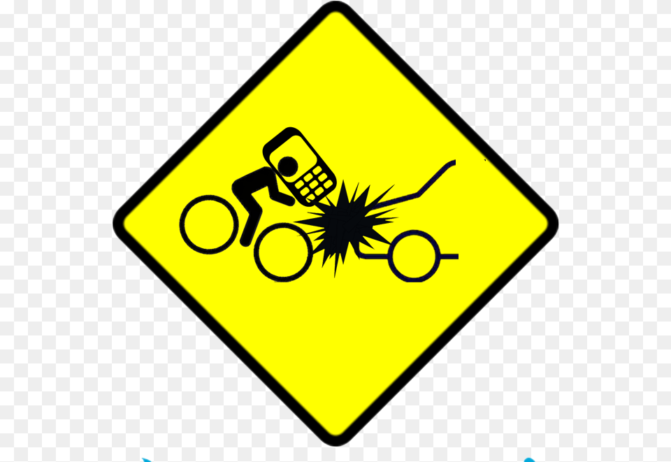 Distracted Bicyclist On Cell Phone Crashes Into Car Shoulder Drop Off Road Signage, Sign, Symbol, Road Sign Png