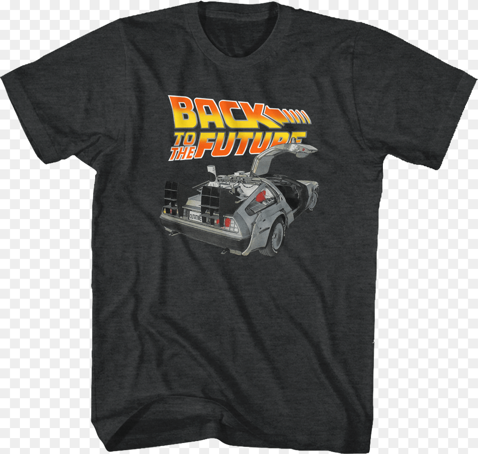 Distressed Delorean Back To The Future T Shirt Dang Mac Miller Shirt, Clothing, T-shirt, Car, Transportation Free Png