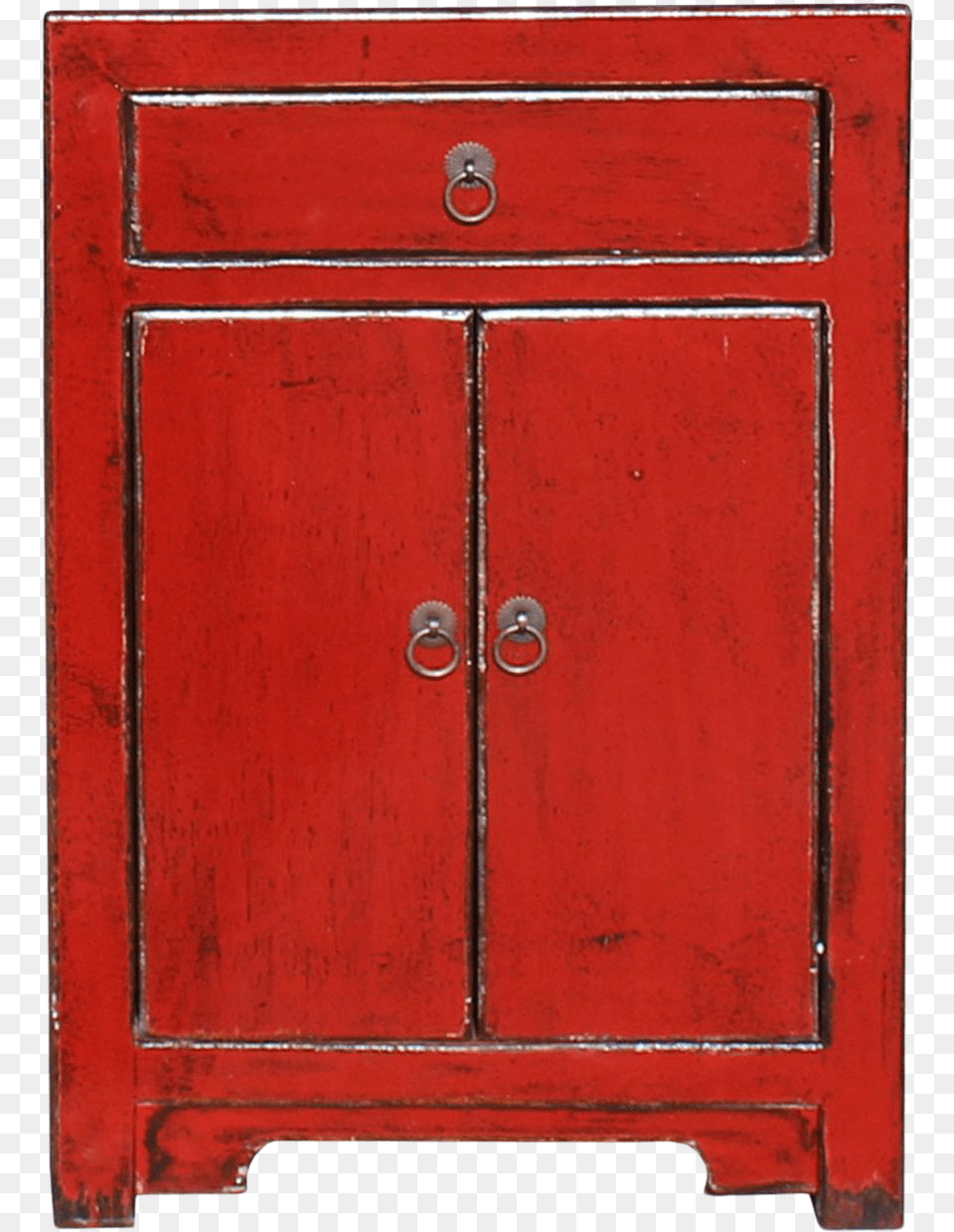 Distressed Oriental Red Lacquer Drawer End Table Nightstand Cupboard, Closet, Door, Furniture, Cabinet Png