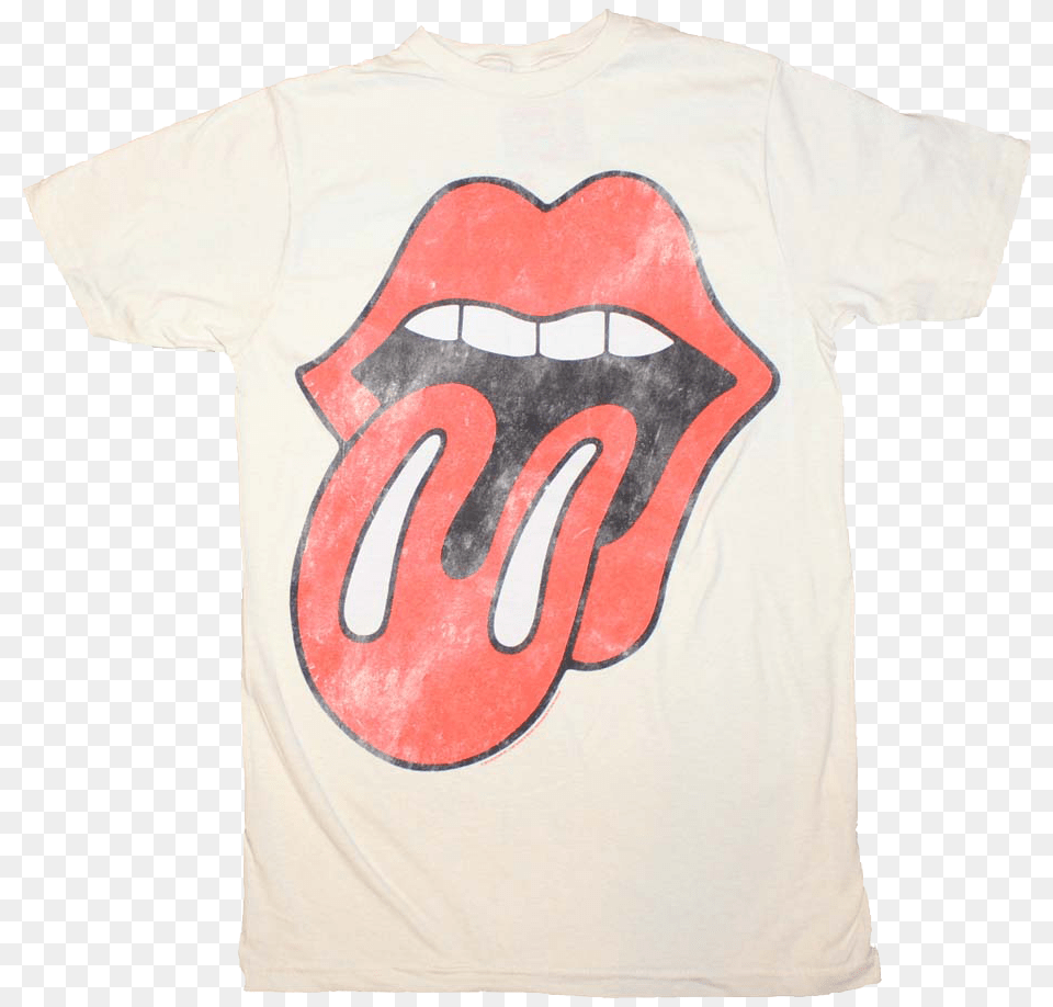 Distressed Tongue Rolling Stones T Shirt White Rolling Stones T Shirt, Clothing, T-shirt, Body Part, Mouth Free Transparent Png