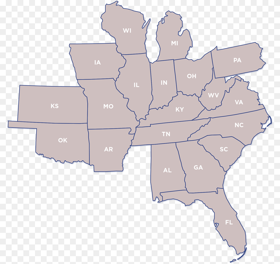 Distribution Network Spans 20 States United States Of America, Chart, Map, Plot, Atlas Png