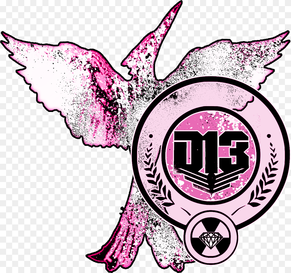 District 13 Mockingjay Pink Hungergamesgear Fictional Fictional Universe Of The Hunger Games, Logo, Emblem, Symbol, Sticker Free Png Download