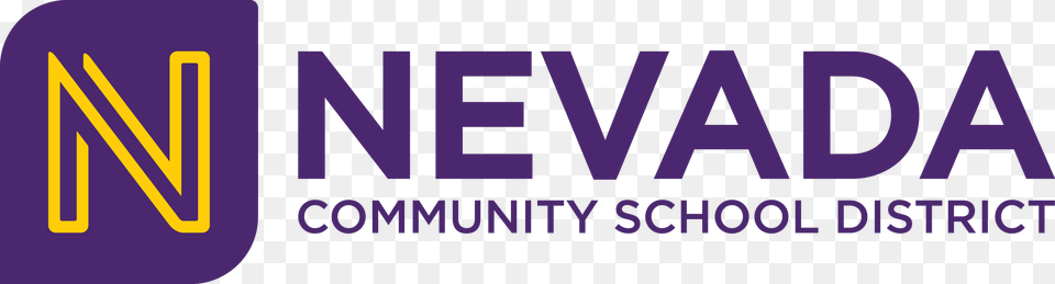 District Combination Mark Logo Nevada Community School District, License Plate, Transportation, Vehicle, Purple Png Image