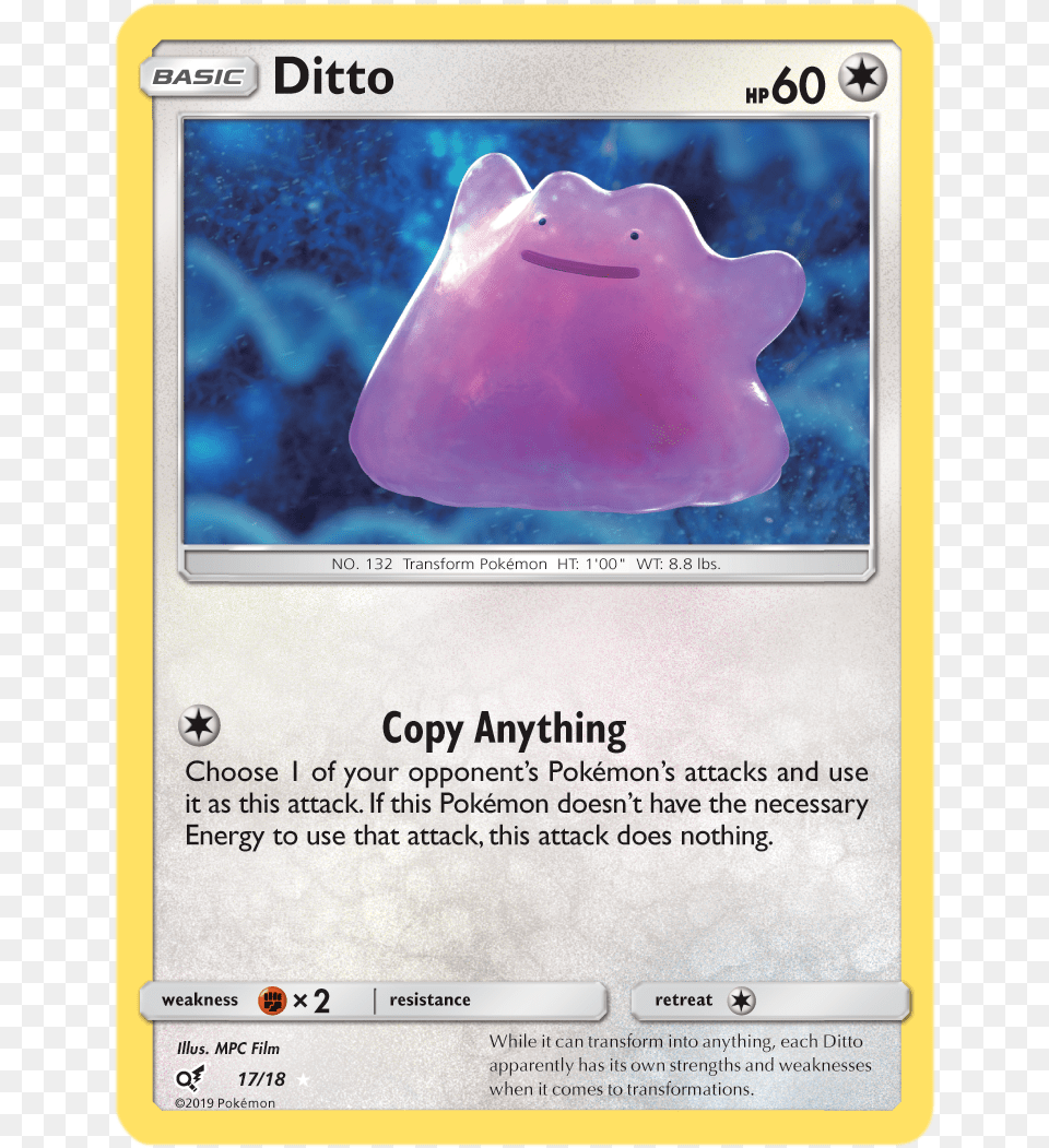 Ditto 1718 Holo Rare Ditto Pokemon Card Detective Pikachu, Text, Ice Png