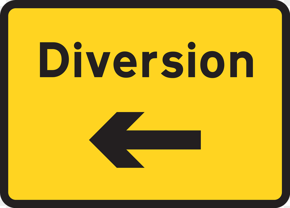 Diversion Sign On Minor Roads Or For Road Works Starting To Left Clipart, Symbol, Road Sign Free Png