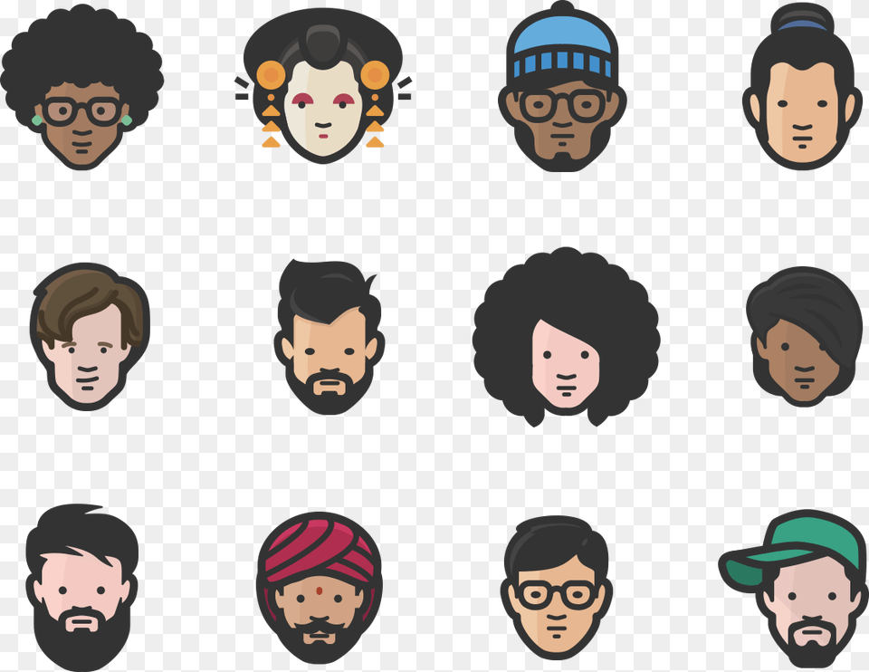 Diversity Avatars Faces Icons Avatar Faces, Hat, Clothing, Cap, Person Free Transparent Png