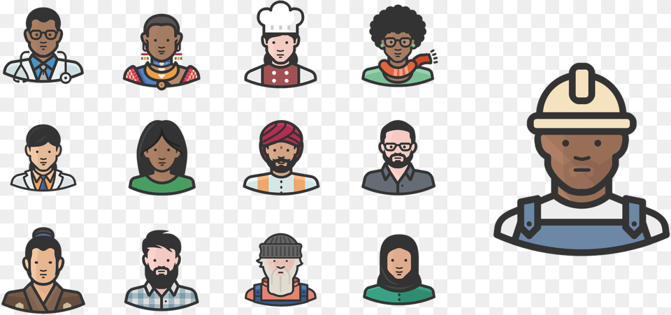 Diversity Avatars Icon Sets By Sketch And Build, Baby, Person, Face, Head Free Transparent Png