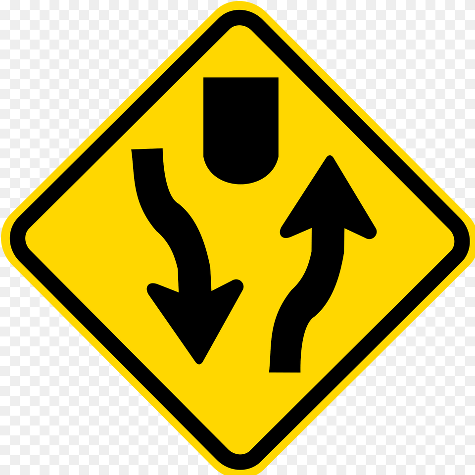 Divided Highway Ahead Sign In Brazil Clipart, Symbol, Road Sign Png