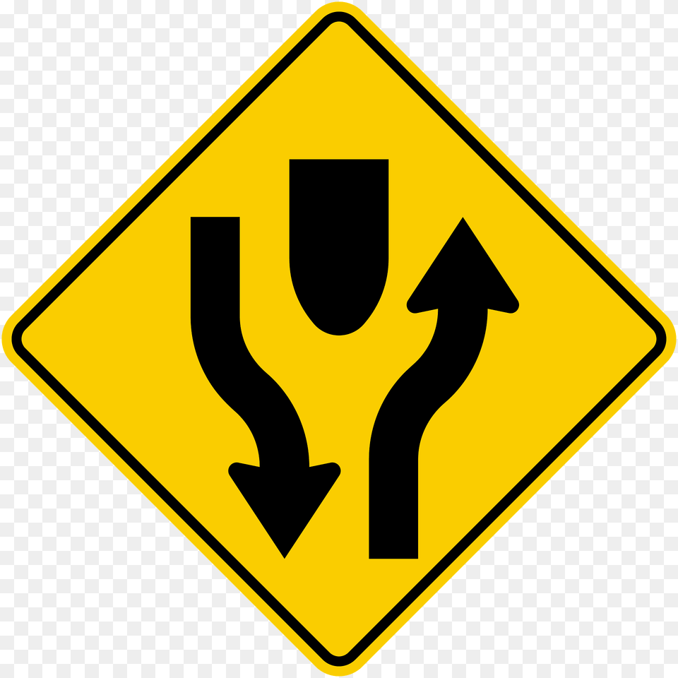 Divided Highway Ahead Sign In Colombia Clipart, Symbol, Road Sign Free Png Download