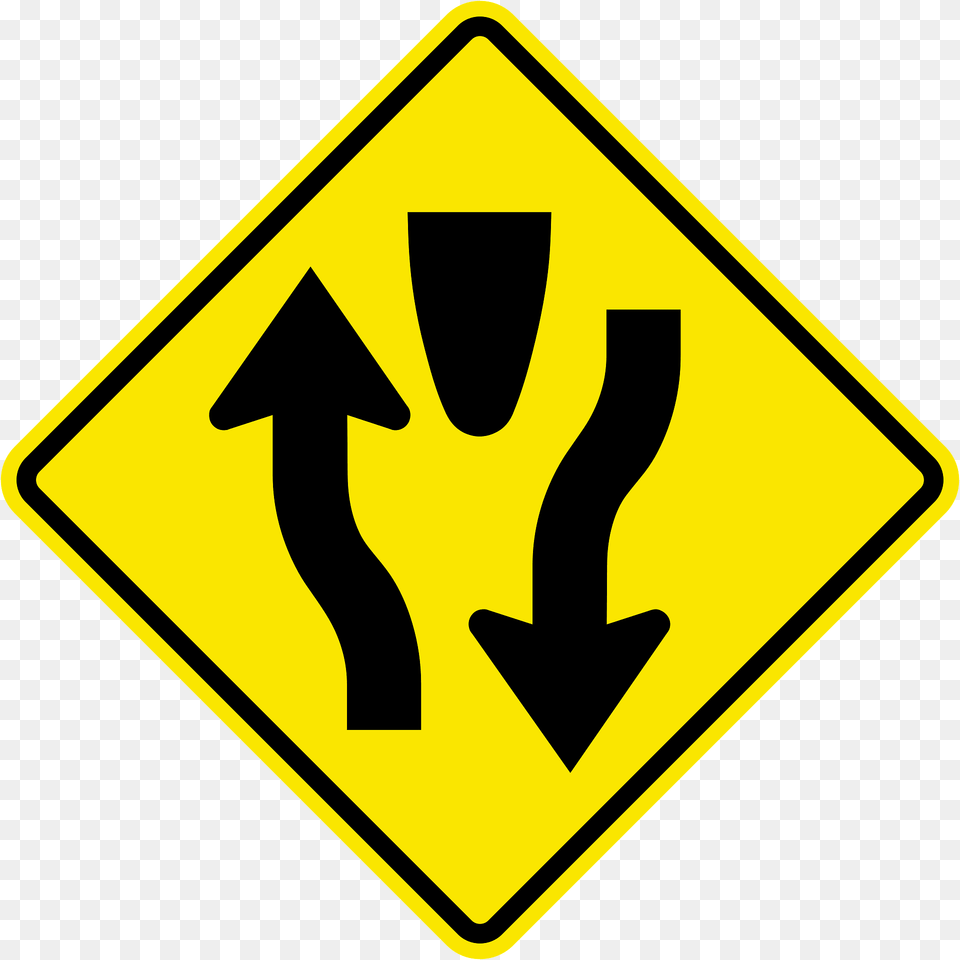 Divided Highway Ahead Sign In Jamaica Clipart, Symbol, Road Sign Png