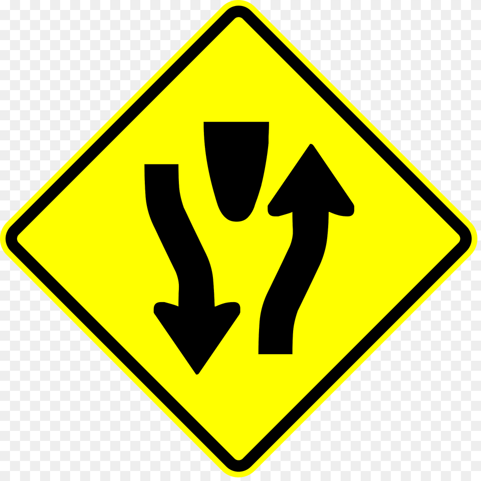 Divided Highway Ahead Sign In Panama Clipart, Symbol, Road Sign Free Transparent Png