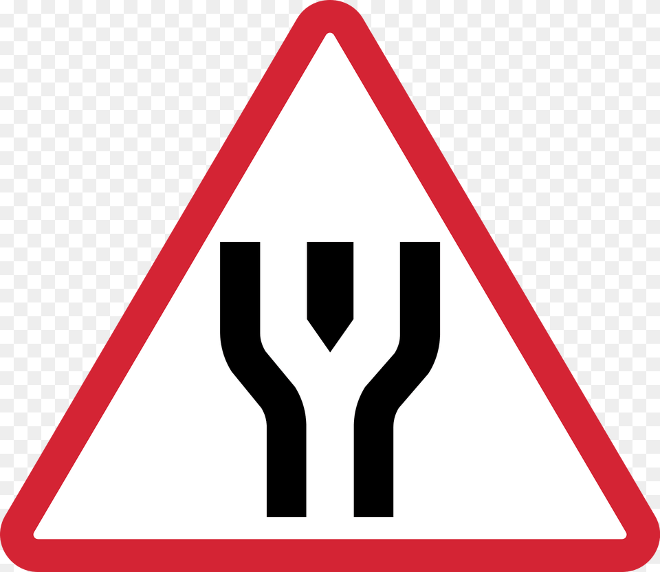 Divided Highway Ahead Sign In Philippines Clipart, Symbol, Road Sign, Bow, Weapon Free Png