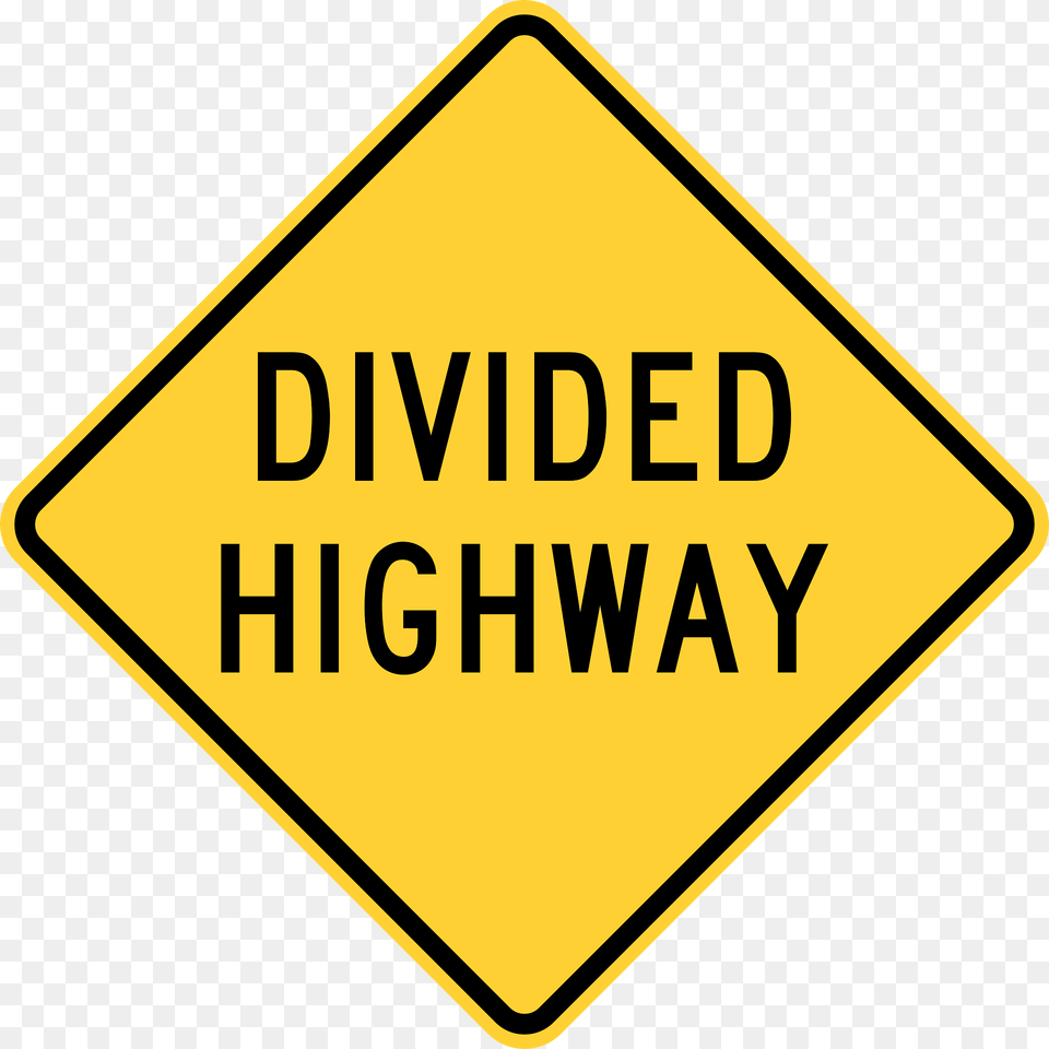Divided Highway Ahead Sign In United States Clipart, Symbol, Road Sign Free Png