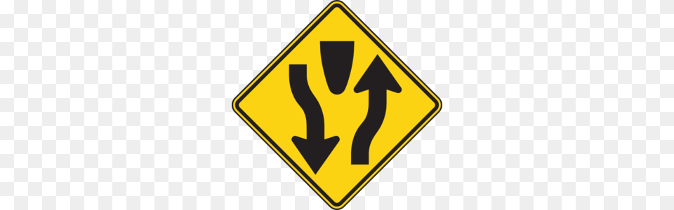 Divided Highway Begins Clip Art, Sign, Symbol, Road Sign Free Png