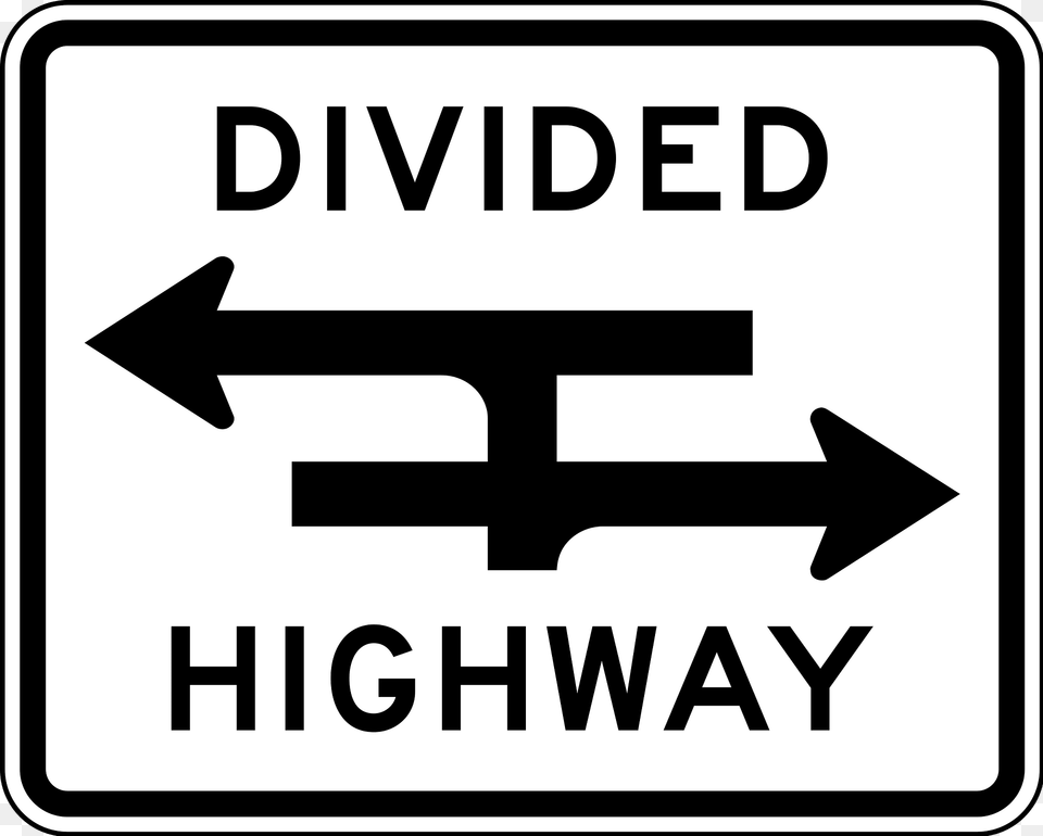 Divided Highway Crossing T Intersection Clipart, Sign, Symbol, Road Sign Png