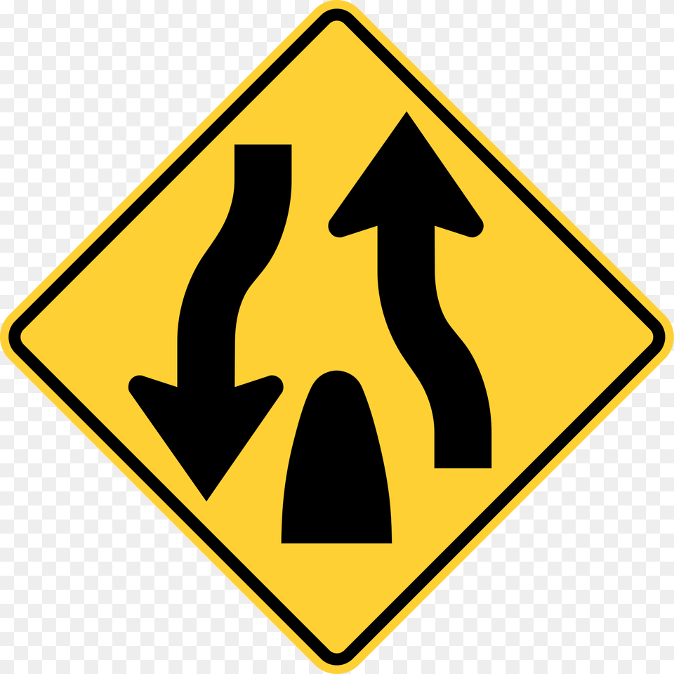 Divided Highway Ends Sign Clipart Divided Highway Ends Sign, Symbol, Road Sign Free Transparent Png